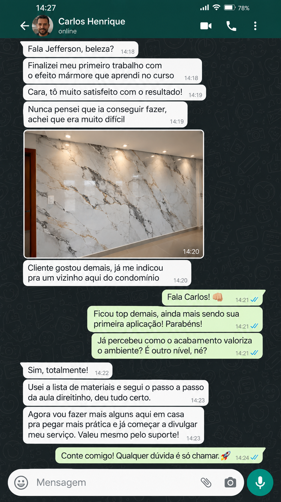 Depoimento de Carlos Henrique no WhatsApp
