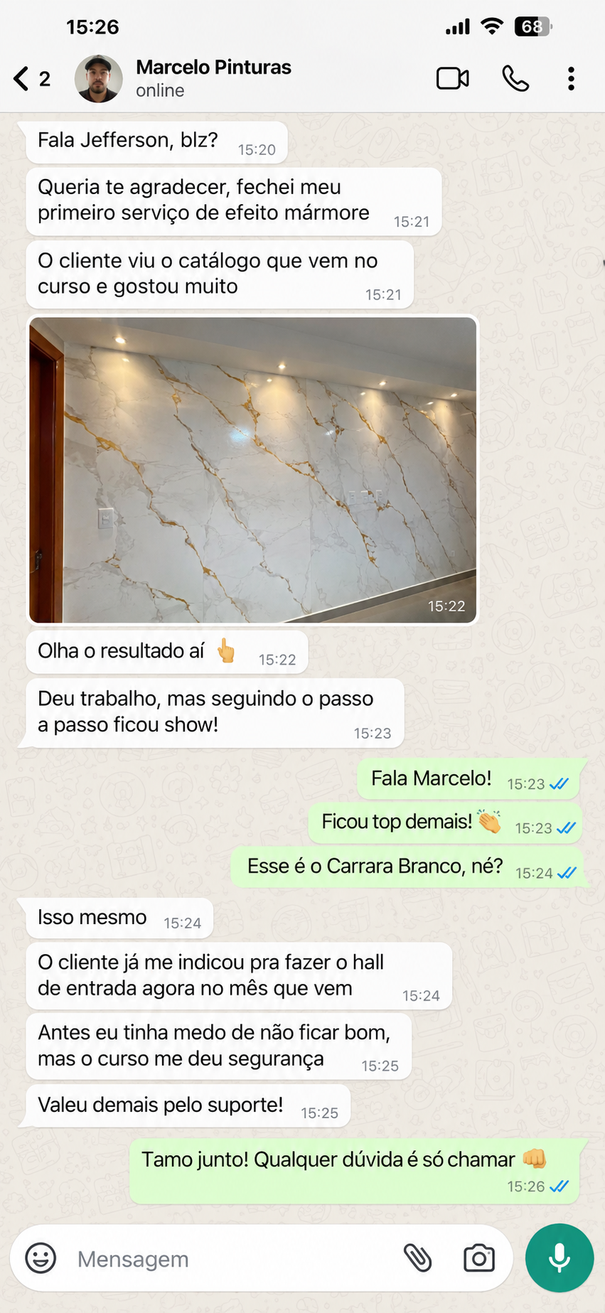 Depoimento de Marcelo Pinturas no WhatsApp
