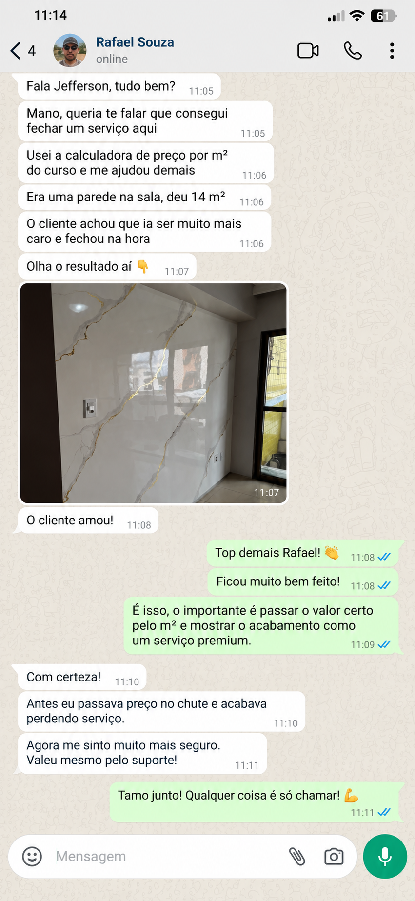Depoimento de Rafael Souza no WhatsApp