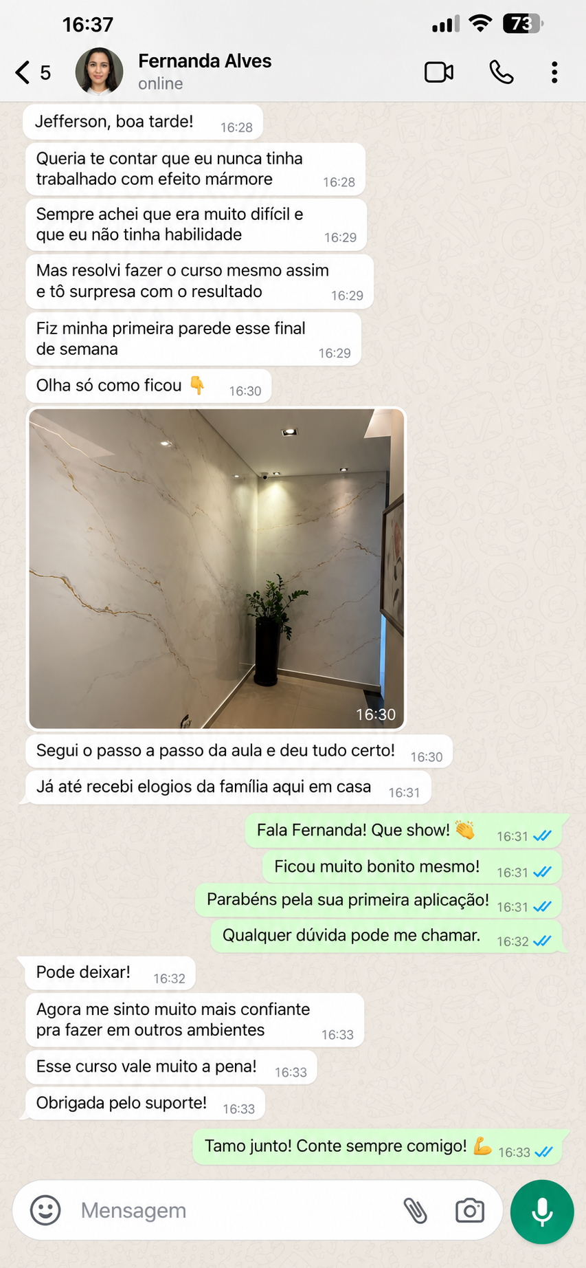 Depoimento de Fernanda Alves no WhatsApp