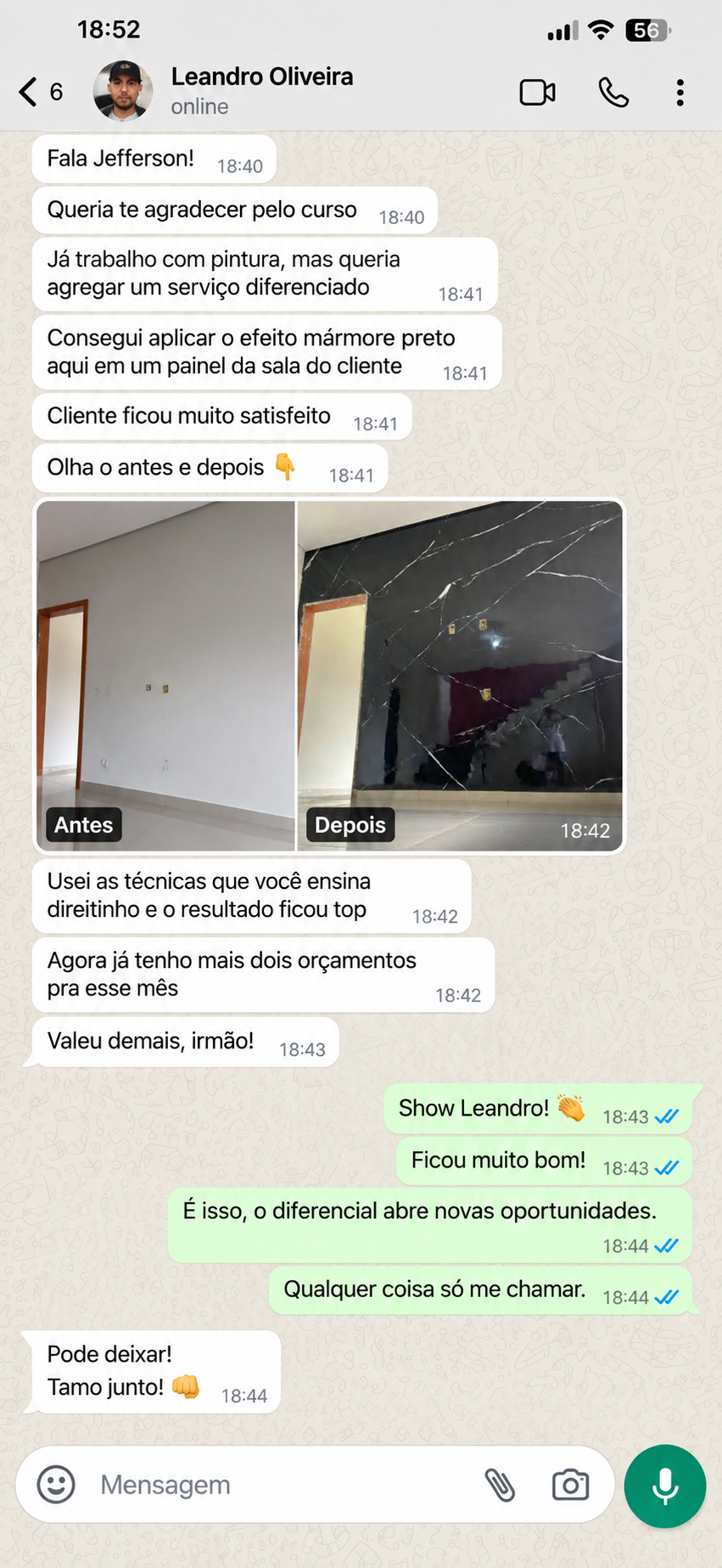 Depoimento de Leandro Oliveira no WhatsApp